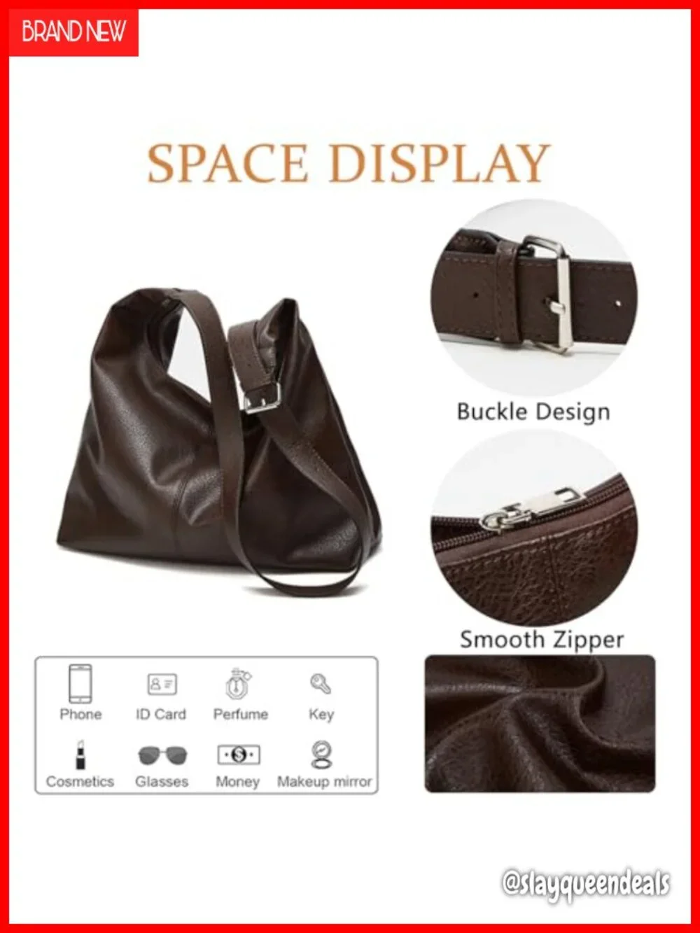 Women Large Hobo Bag Vegan Leather Slouchy Shoulder Tote Travel Shopping Purse